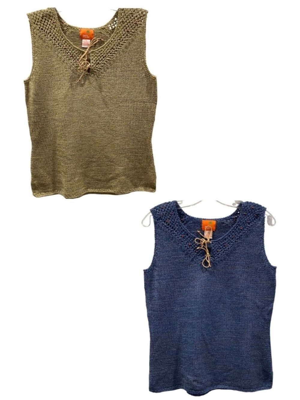2 Hearts of Palm Crochet Top Lot M Casual Festival Boho Feminine Cottage Resort